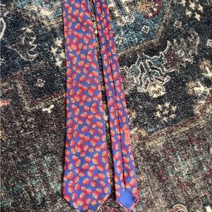 Vintage Hermes Blue and Orange Pumpkin Patterned Tie (7451 HA)
